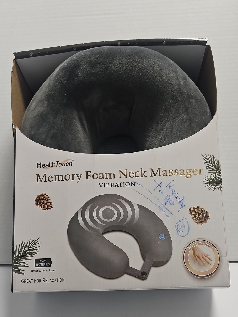 Gray Memory Foam Neck Massager with Vibration